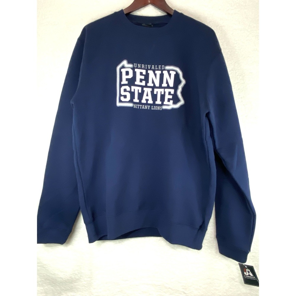 NWT J. America Penn State Fleece Sweater Mens XL Navy Blue Crew Neck Pullover